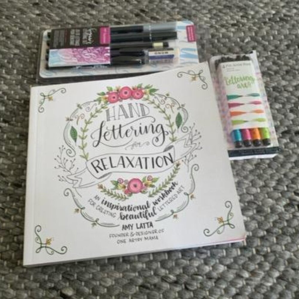 Hand Lettering for Relaxation book, Beginner Lettering Set ,Pitt Artist Pens -